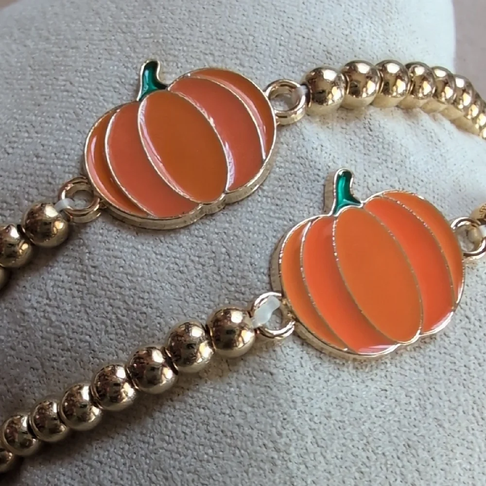 Gold and Orange Pumpkin Bracelet Set